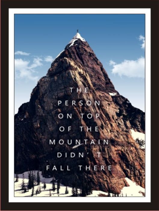 The Person On Top Of The Mountain Didn'T Fall There